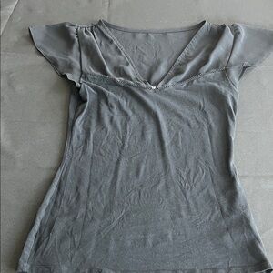 Express Gray V-Neck Blouse